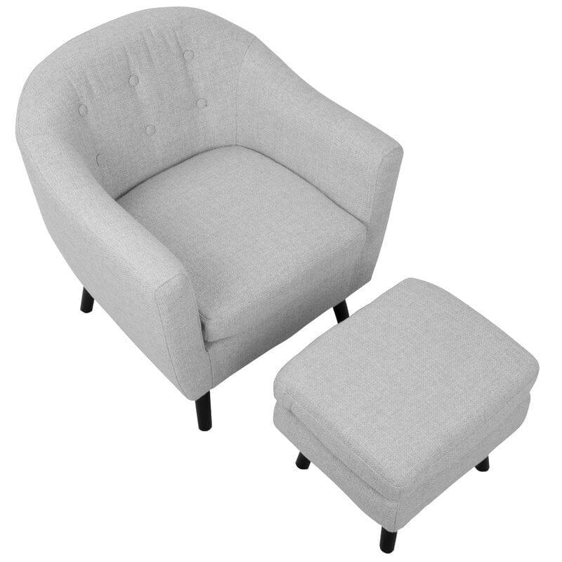 Hiltonia Wide Tufted Barrel Chair and Ottoman