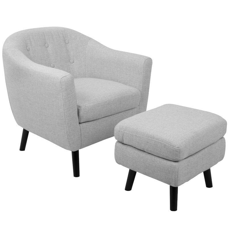 Hiltonia Wide Tufted Barrel Chair and Ottoman - Ouch Cart 