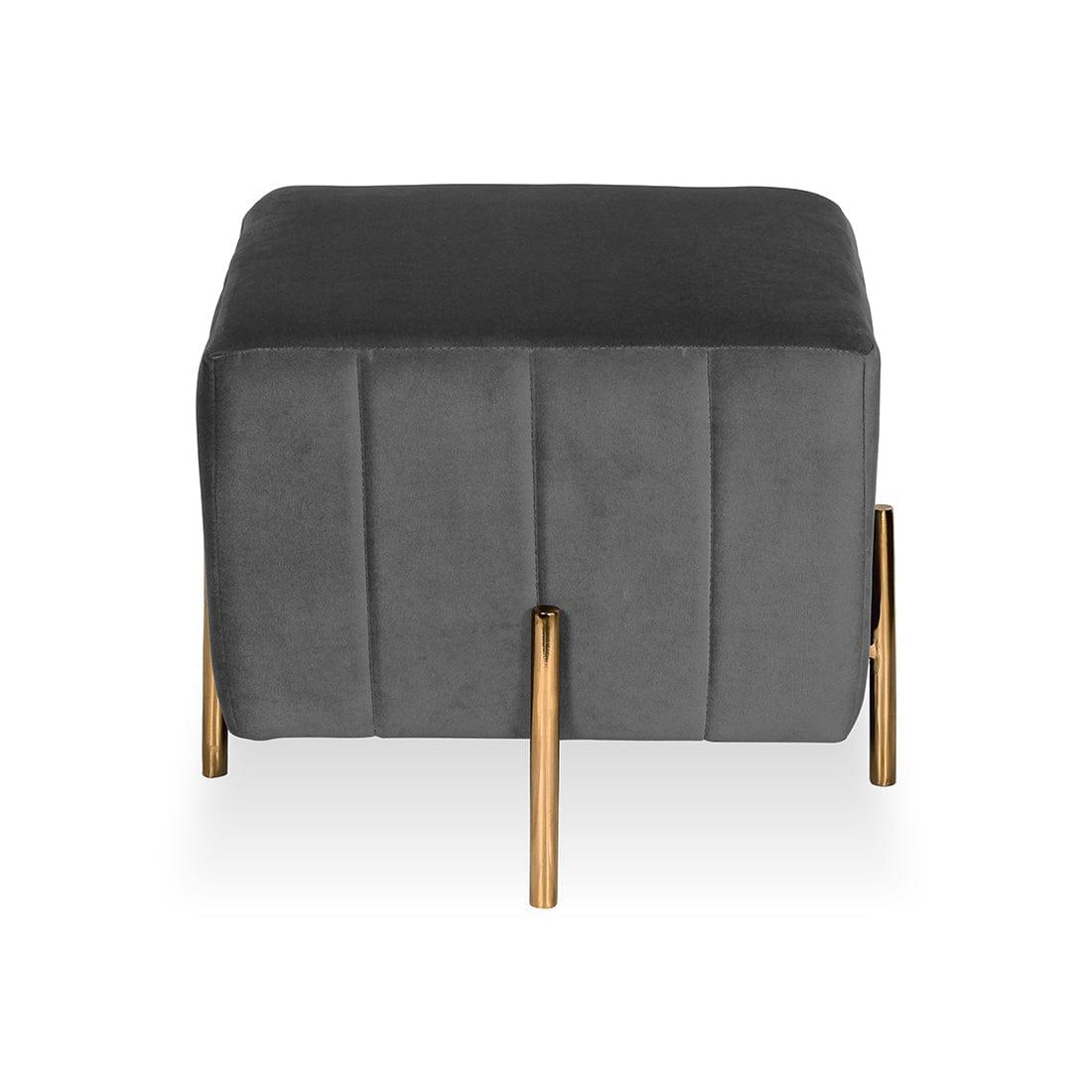 DOE BUCK SQUARE GOLD OTTOMAN STAINLESS STEEL IN GREY - Ouch Cart 