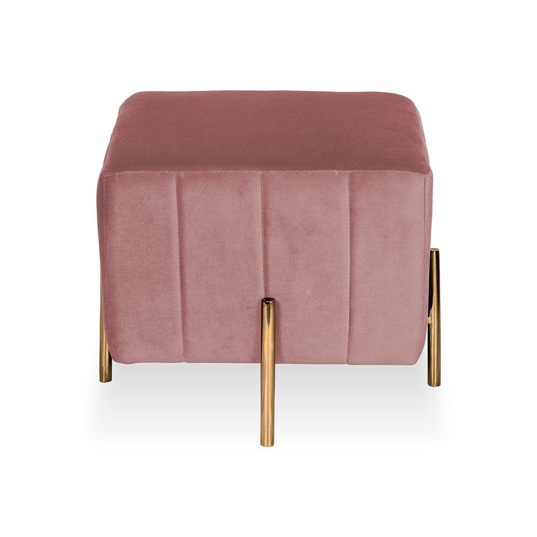 DOE BUCK SQUARE GOLD OTTOMAN STAINLESS STEEL IN PINK - Ouch Cart 