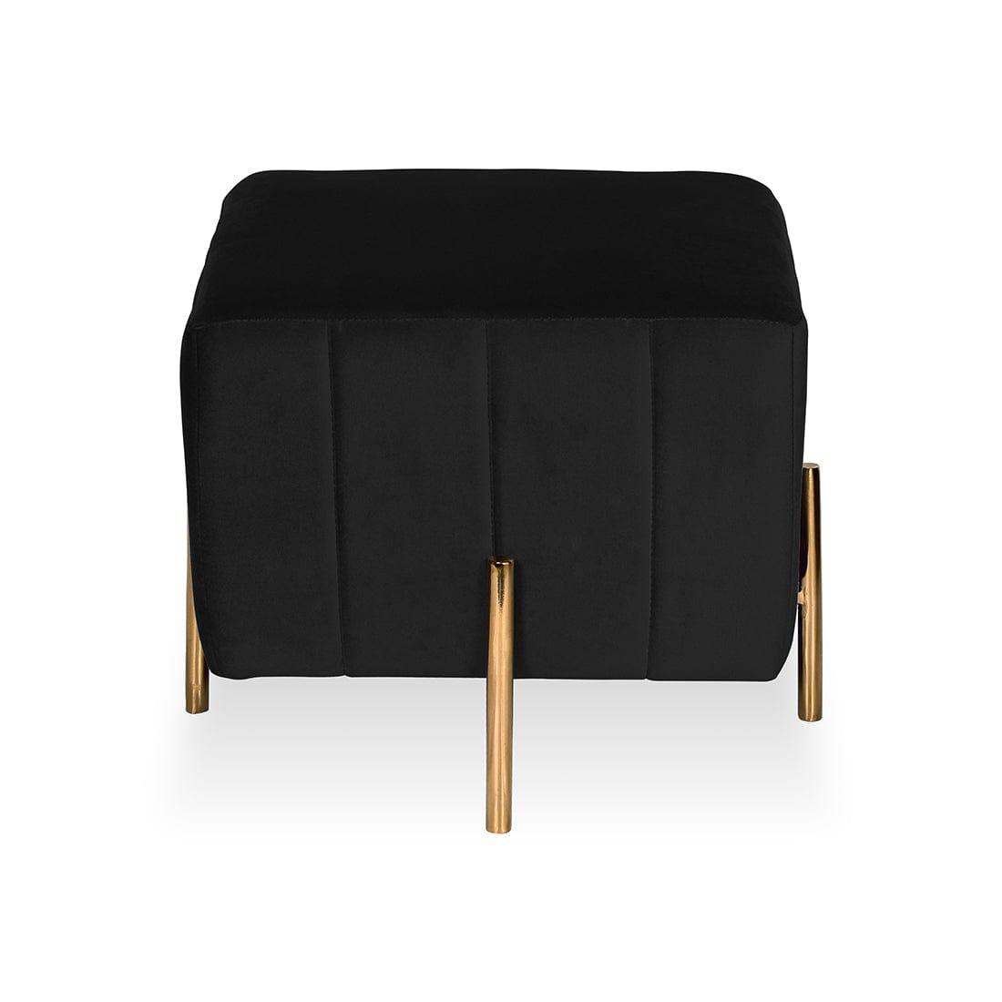 DOE BUCK SQUARE GOLD OTTOMAN STAINLESS STEEL IN BLACK - Ouch Cart 