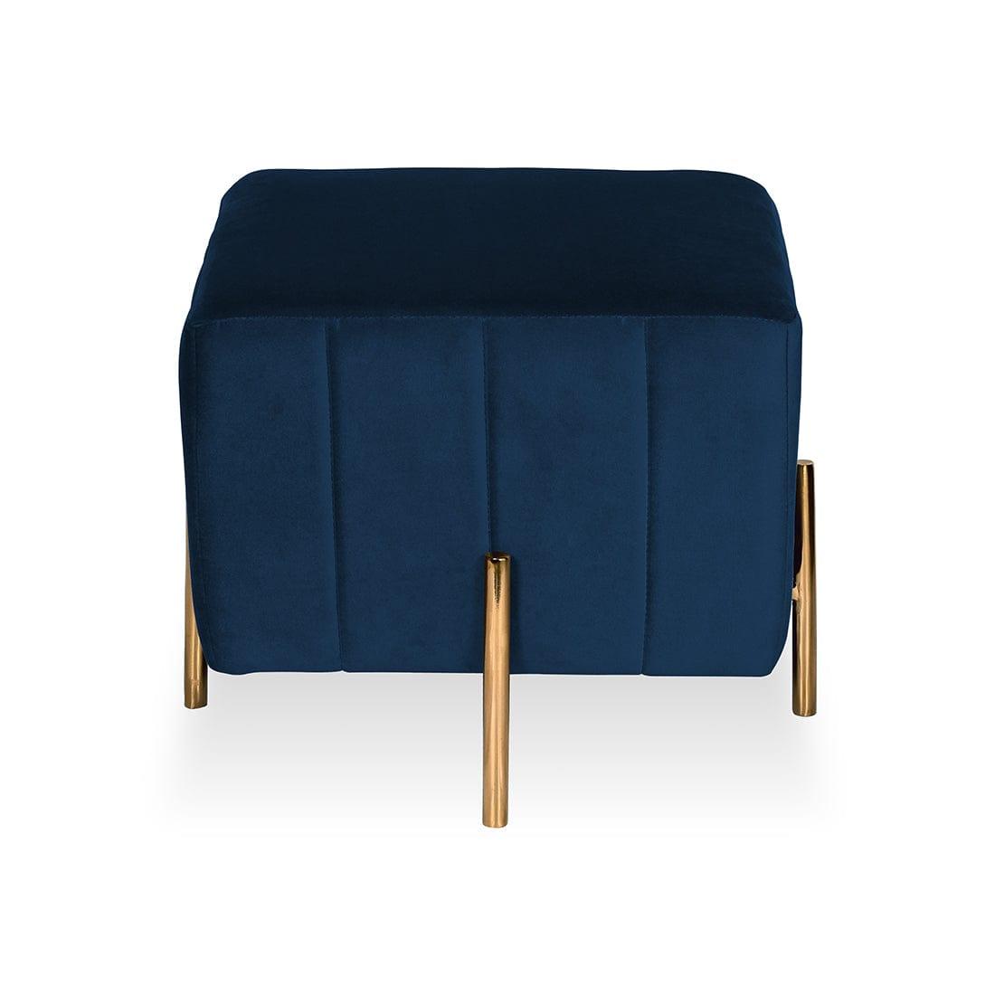 DOE BUCK SQUARE GOLD OTTOMAN STAINLESS STEEL IN BLUE - Ouch Cart 