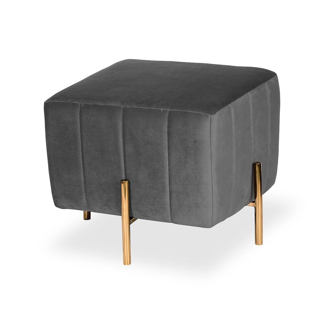 DOE BUCK SQUARE GOLD OTTOMAN STAINLESS STEEL IN GREY - Ouch Cart 