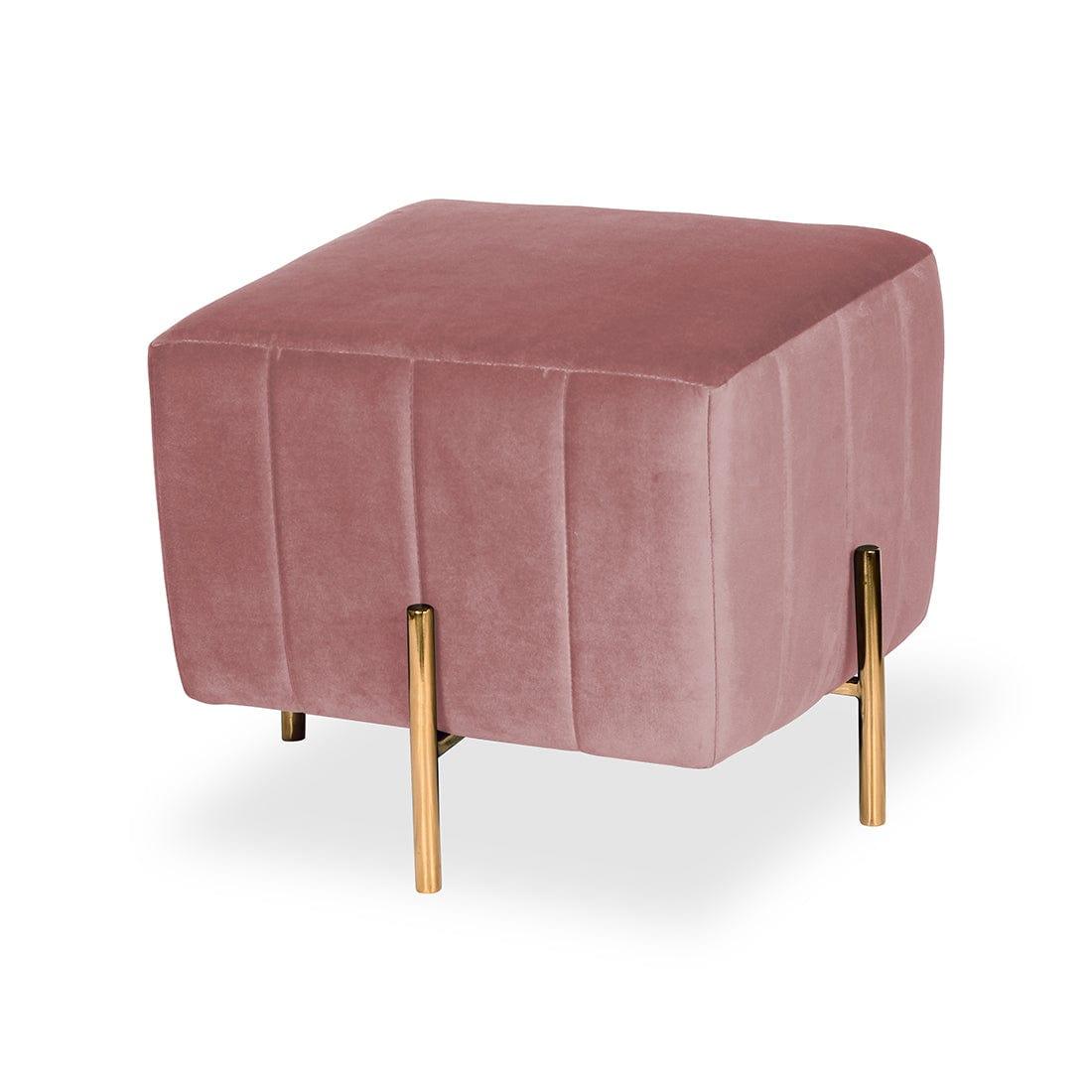 DOE BUCK SQUARE GOLD OTTOMAN STAINLESS STEEL IN PINK - Ouch Cart 