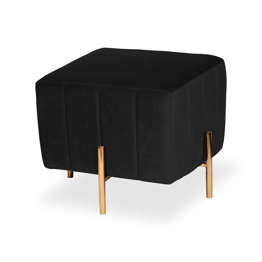 DOE BUCK SQUARE GOLD OTTOMAN STAINLESS STEEL IN BLACK - Ouch Cart 