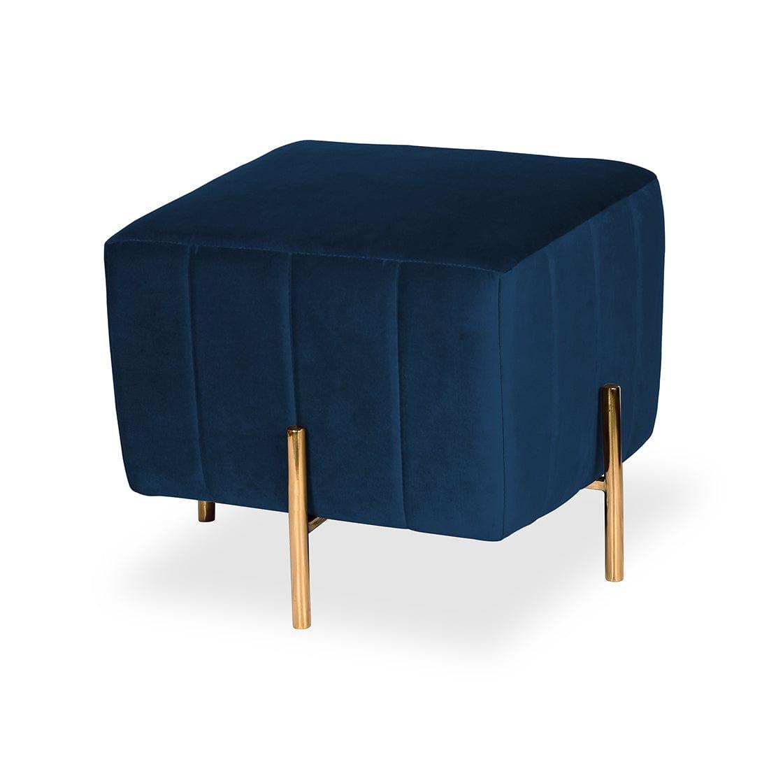 DOE BUCK SQUARE GOLD OTTOMAN STAINLESS STEEL IN BLUE - Ouch Cart 