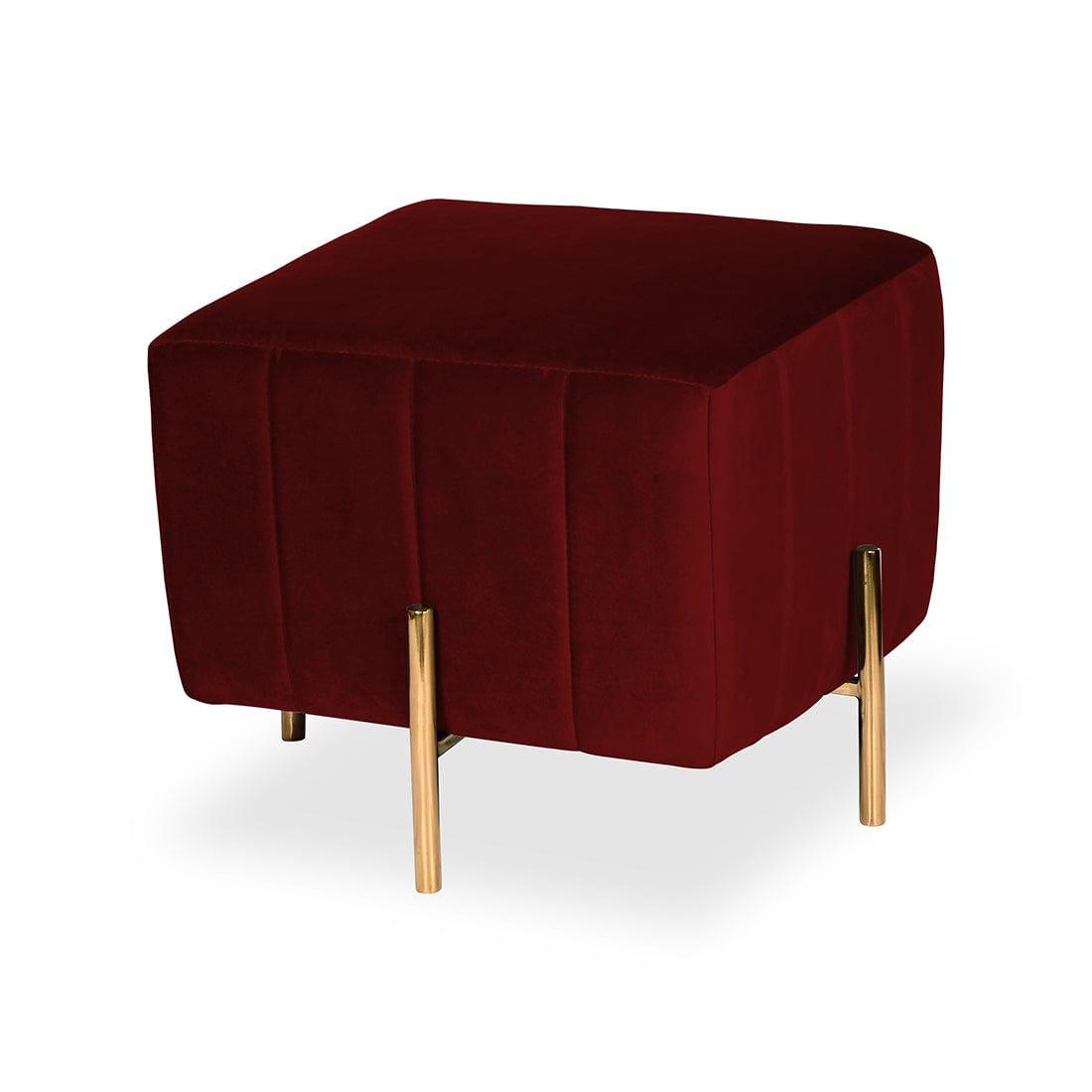 DOE BUCK SQUARE GOLD OTTOMAN STAINLESS STEEL IN MEHROON - Ouch Cart 