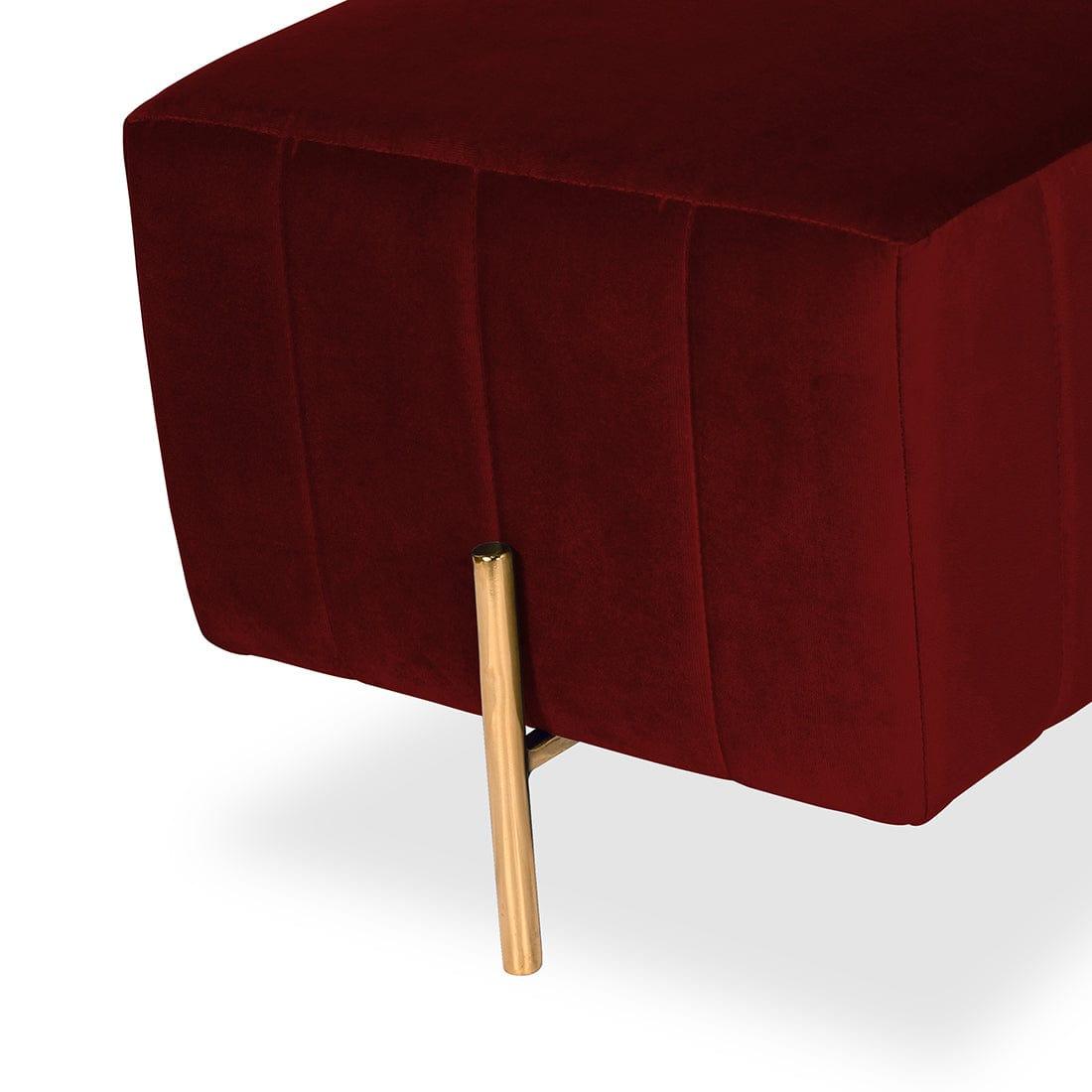 DOE BUCK SQUARE GOLD OTTOMAN STAINLESS STEEL IN MEHROON - Ouch Cart 