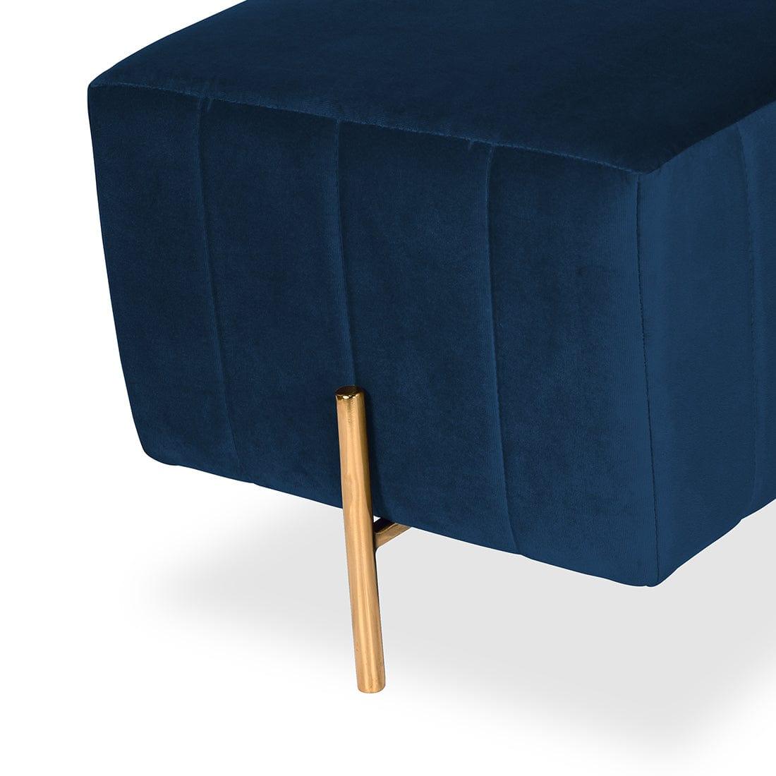 DOE BUCK SQUARE GOLD OTTOMAN STAINLESS STEEL IN BLUE - Ouch Cart 