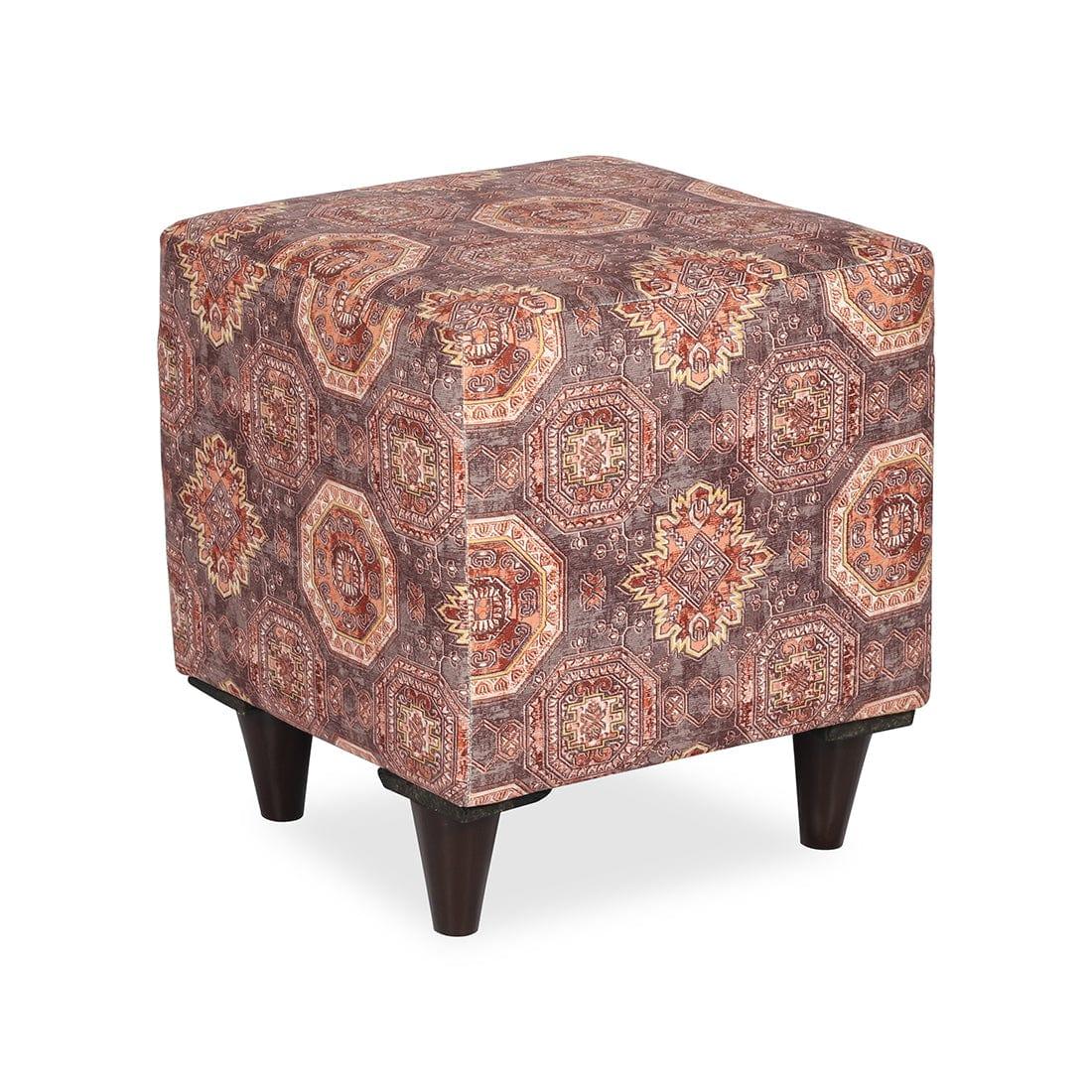 DOE BUCK SQUARE PRINTED OTTOMAN WITH WOODEN LEG - Ouch Cart 