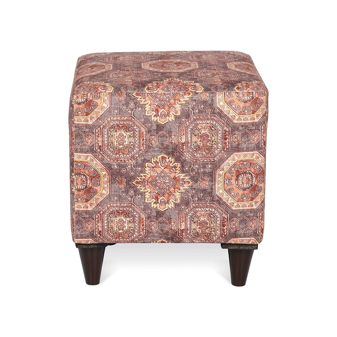 DOE BUCK SQUARE PRINTED OTTOMAN WITH WOODEN LEG - Ouch Cart 