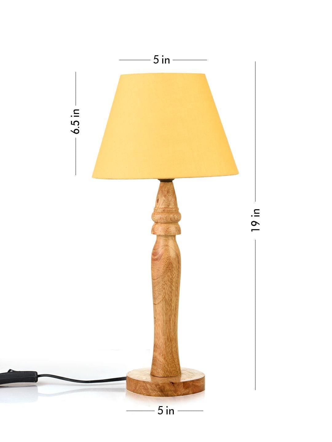 Round Brown Lamp with Taper Yellow Cotton Shade - Ouch Cart 