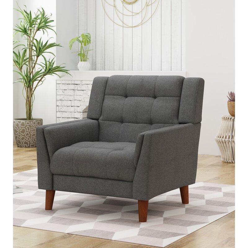 Wide Tufted Arm Chair for living room - Ouch Cart 