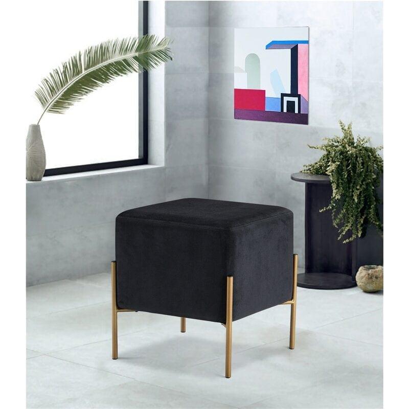 Wide Velvet Square Standard Ottoman - Ouch Cart 