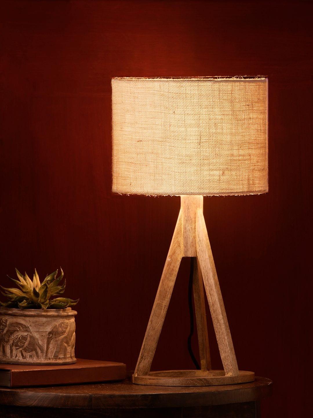 Jute White Trio Wooden Lamp - Ouch Cart 