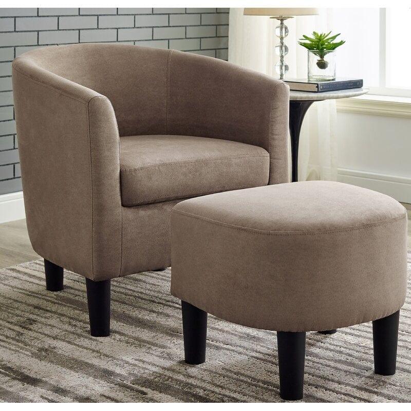 Wide Barrel Chair and Ottoman - Ouch Cart 