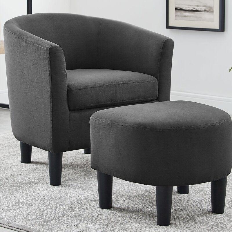 Wide Barrel Chair and Ottoman - Ouch Cart 