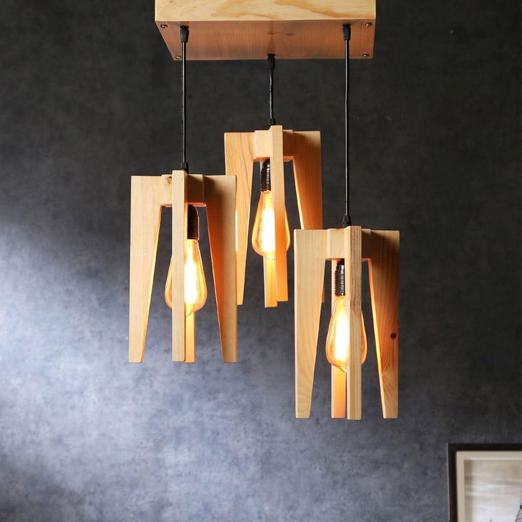 Jet Beige Wooden Cluster Hanging Lamp (BULB NOT INCLUDED) - Ouch Cart 