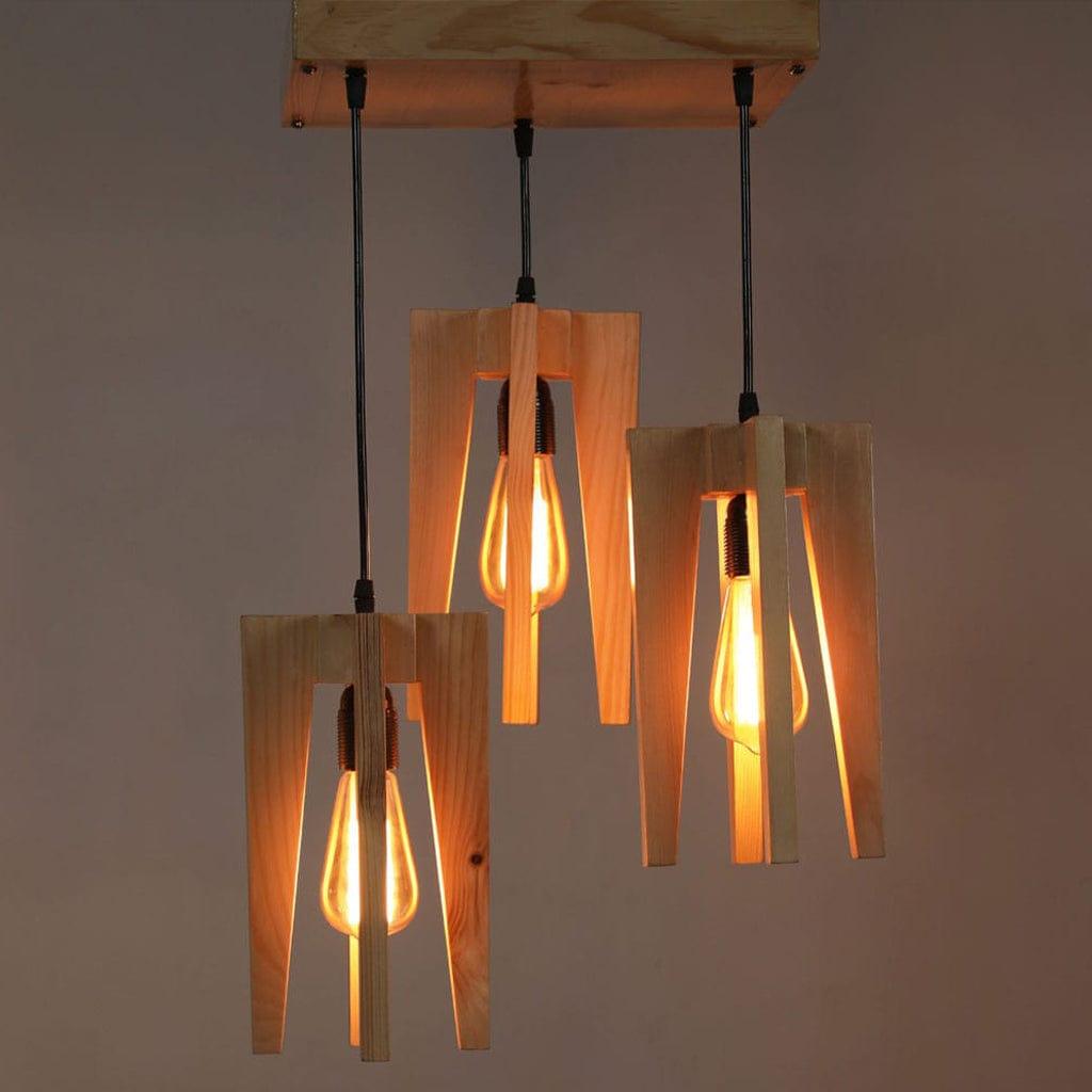 Jet Beige Wooden Cluster Hanging Lamp (BULB NOT INCLUDED) - Ouch Cart 