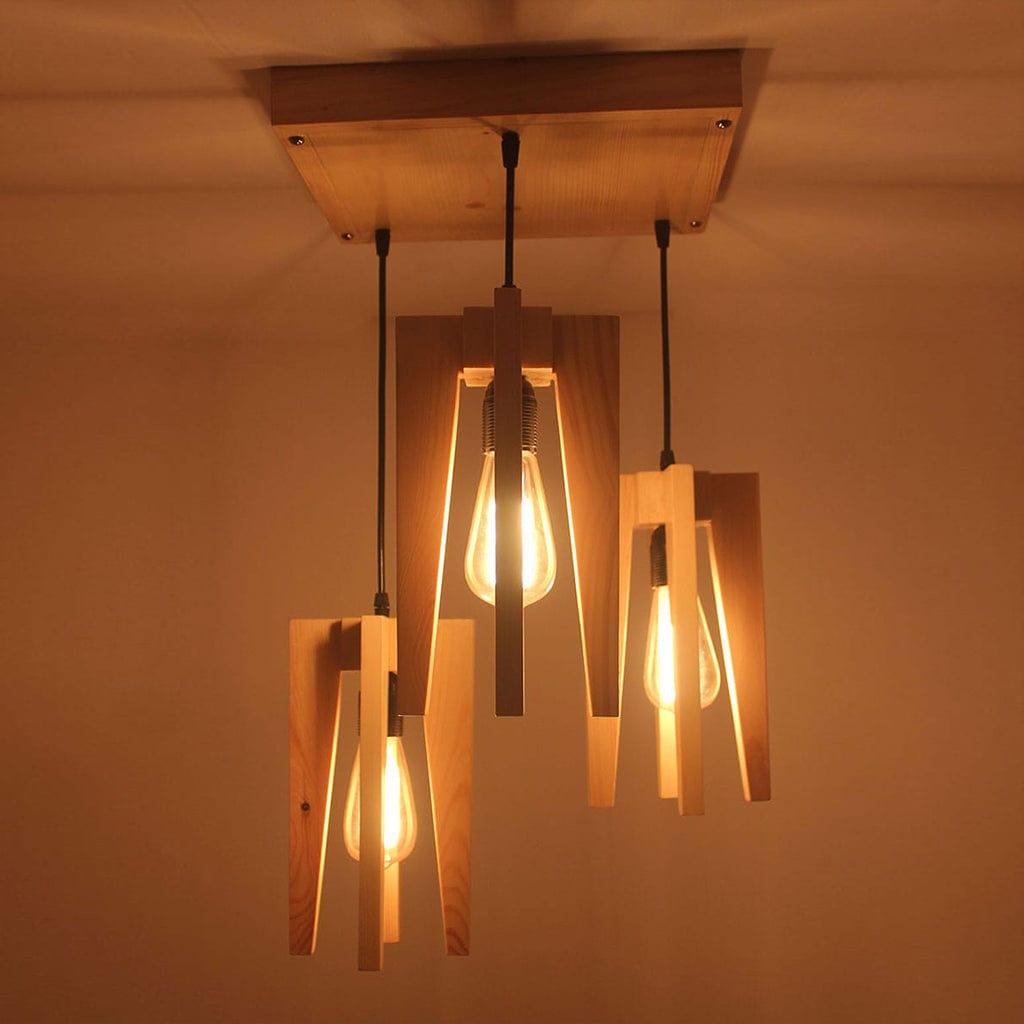 Jet Beige Wooden Cluster Hanging Lamp (BULB NOT INCLUDED) - Ouch Cart 