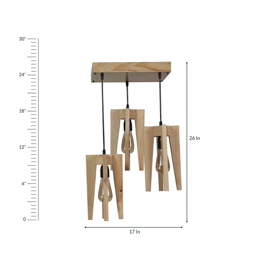 Jet Beige Wooden Cluster Hanging Lamp (BULB NOT INCLUDED) - Ouch Cart 