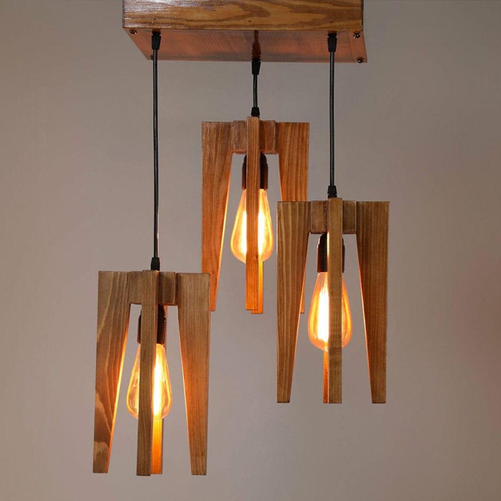 Jet Brown Wooden Cluster Hanging Lamp (BULB NOT INCLUDED) - Ouch Cart 