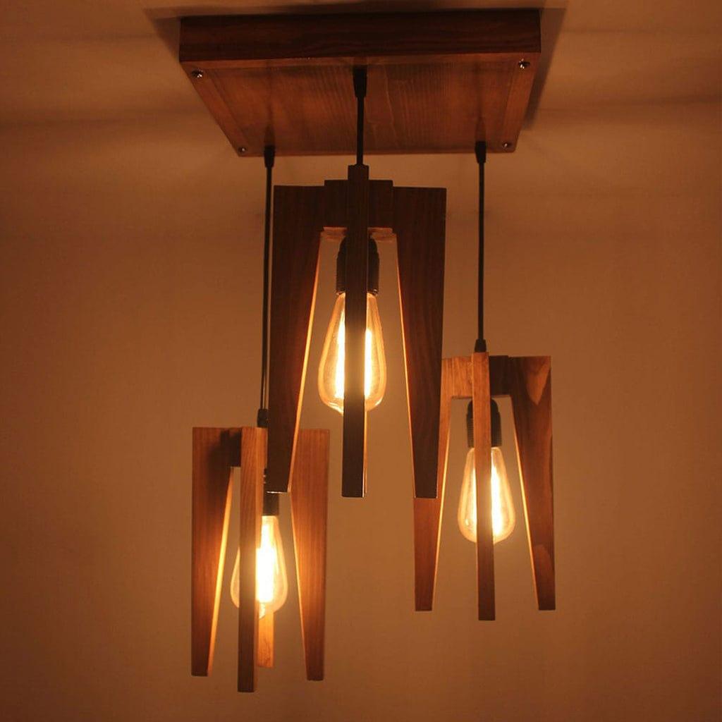 Jet Brown Wooden Cluster Hanging Lamp (BULB NOT INCLUDED) - Ouch Cart 