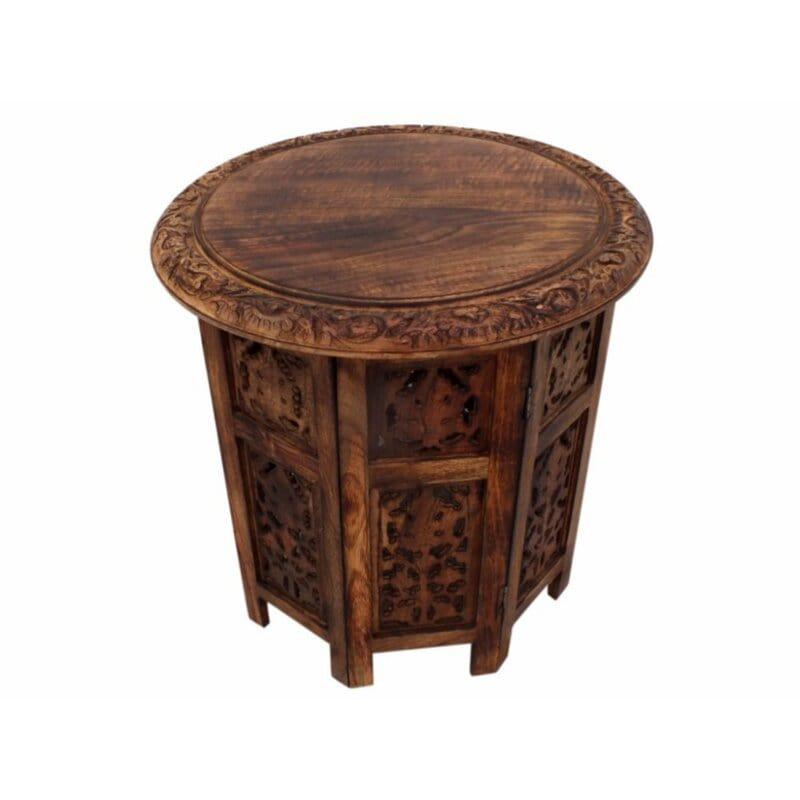 Foldable Solid Wood Pedestal End Table - Ouch Cart 