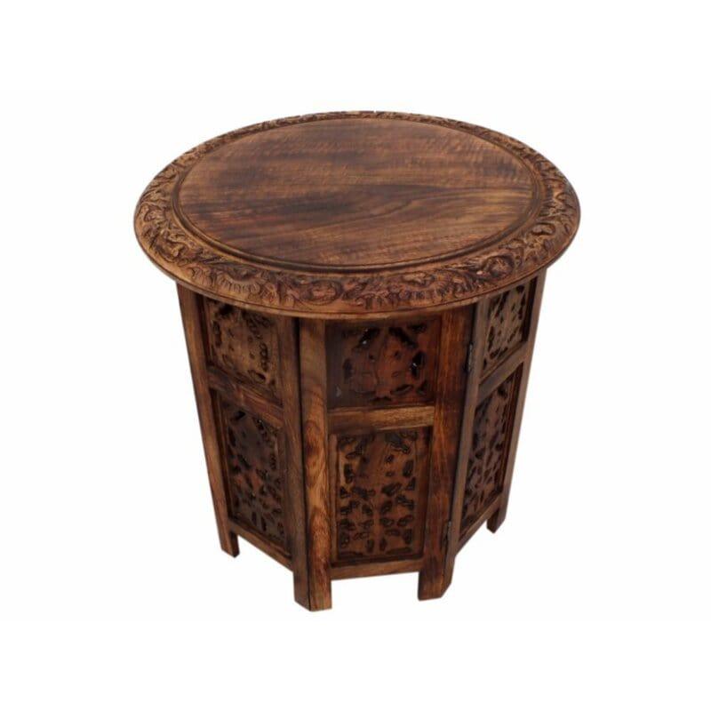 Foldable Solid Wood Pedestal End Table