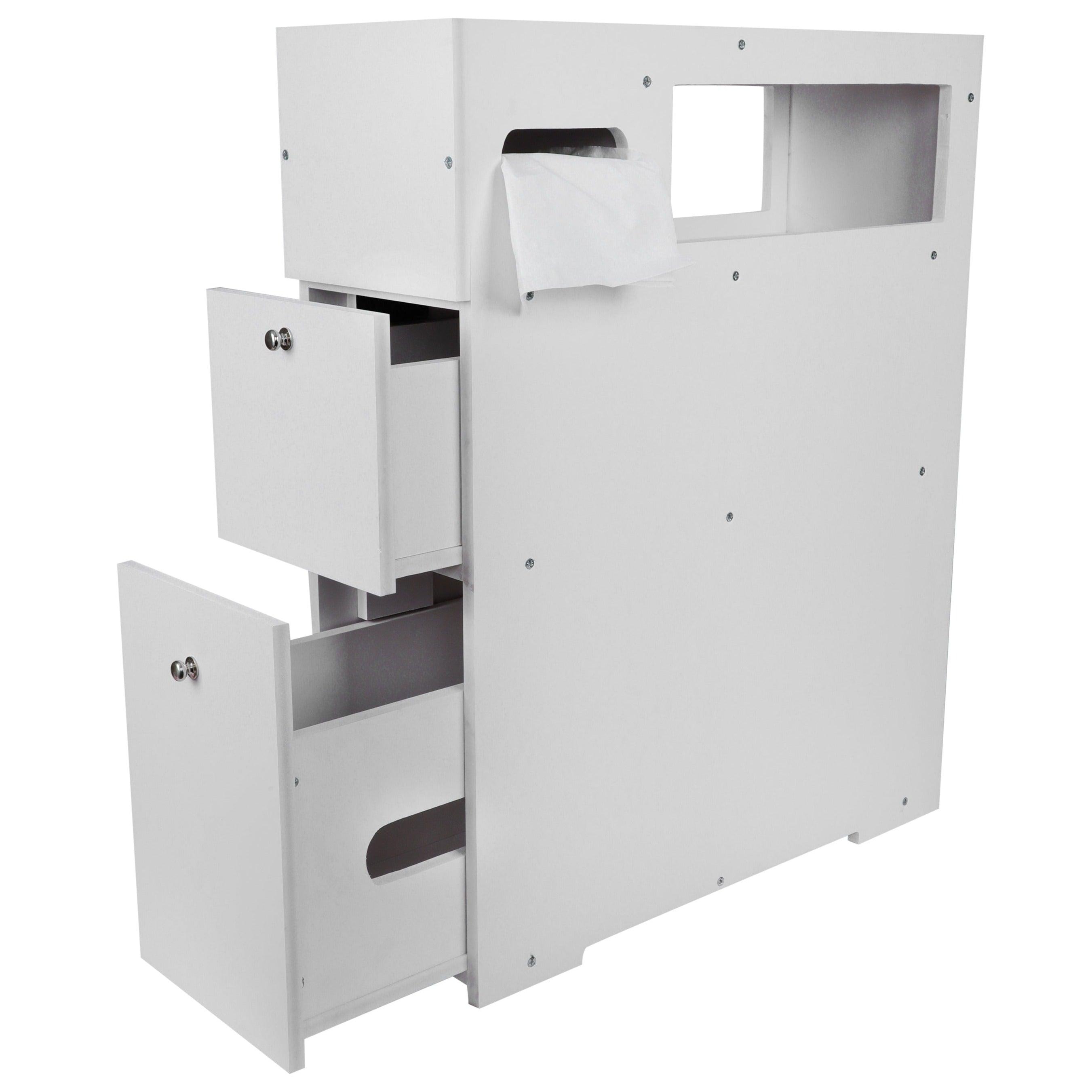 Waterproof PVC Bathroom WC Side Storage Cabinet Racks With Drawer By With Free Soap Dish Miza - Ouch Cart 