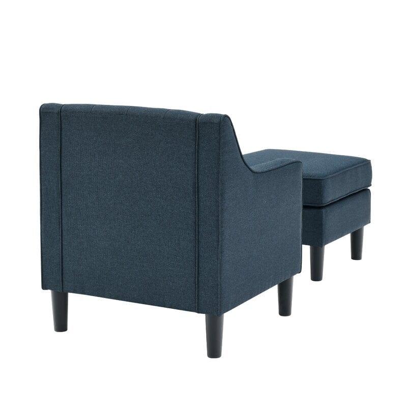 Wide Tufted Armchair and Ottoman - Ouch Cart 