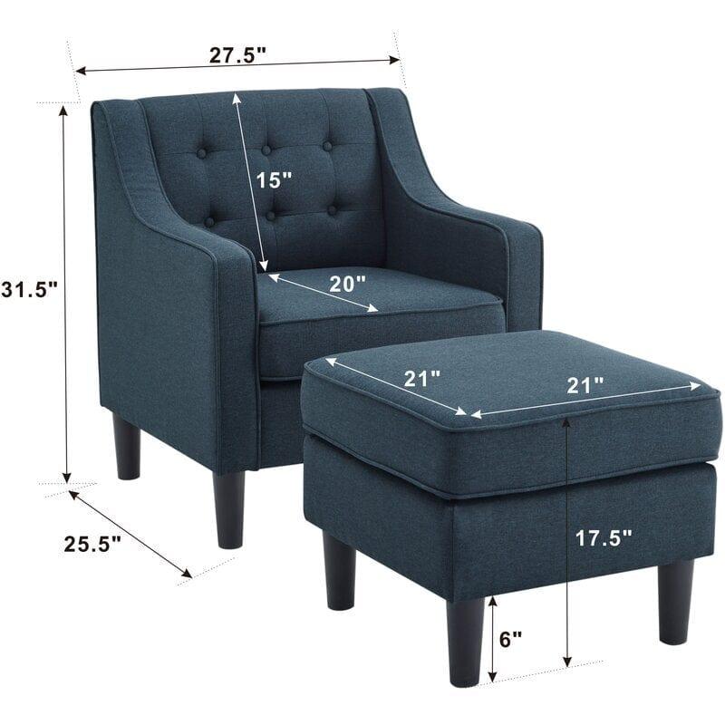 Wide Tufted Armchair and Ottoman - Ouch Cart 