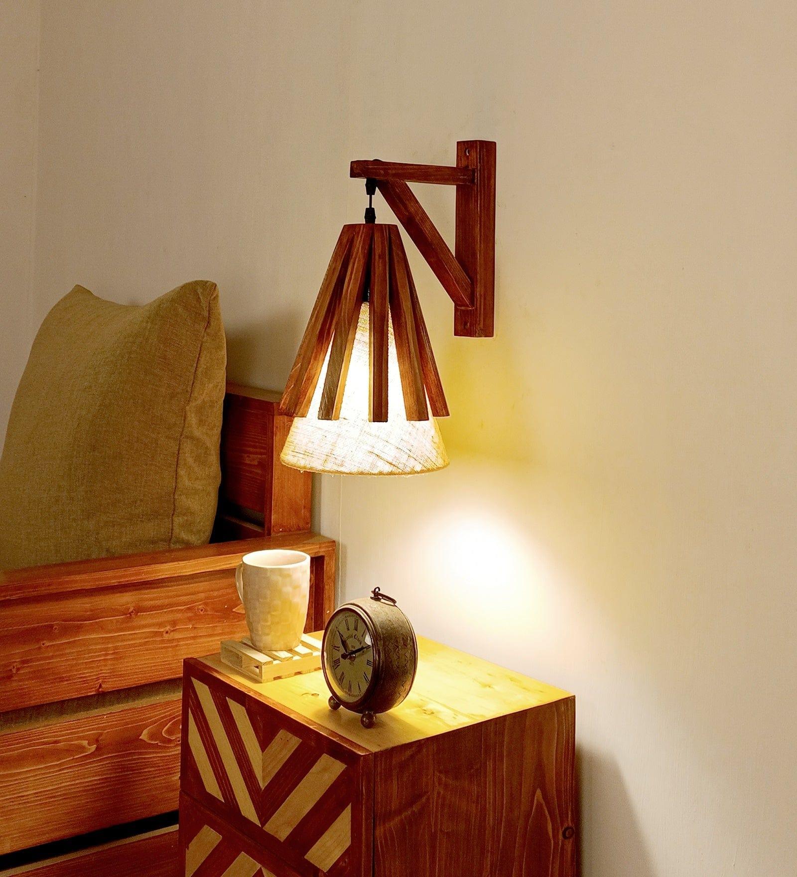 Killi L Brown Wooden Wall Light (BULB NOT INCLUDED) - Ouch Cart 