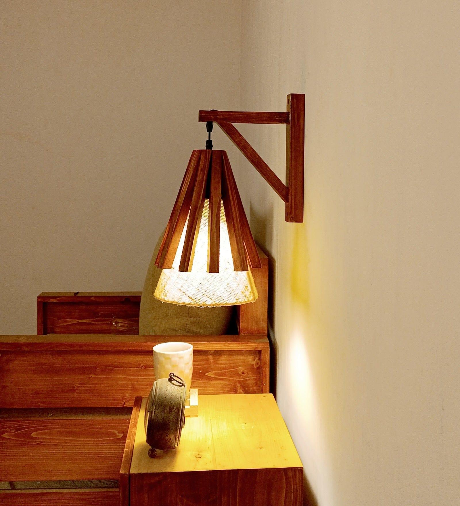 Killi L Brown Wooden Wall Light (BULB NOT INCLUDED) - Ouch Cart 