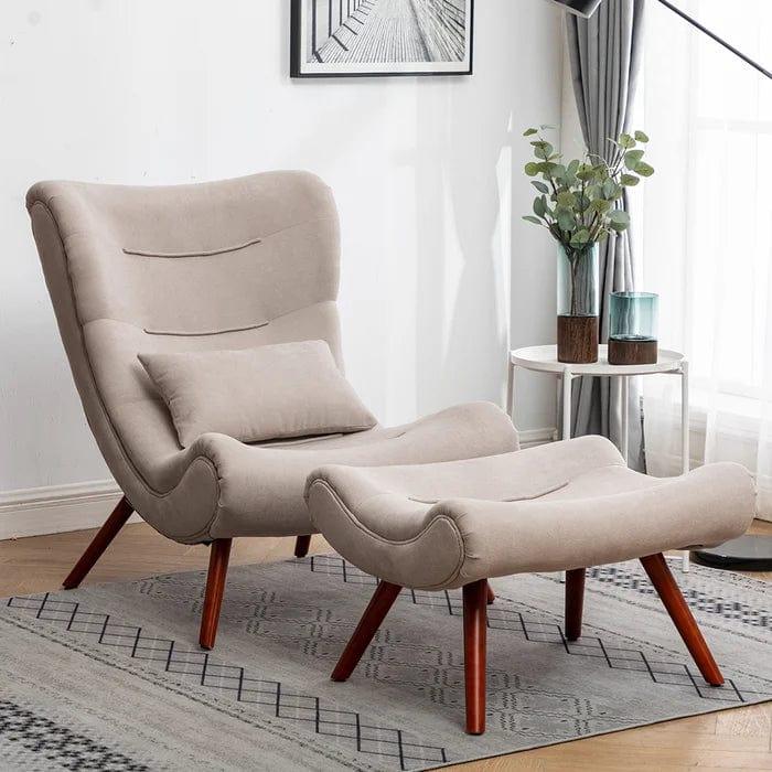 Kintze Wide Chenille Lounge Chair and Ottoman - Ouch Cart 