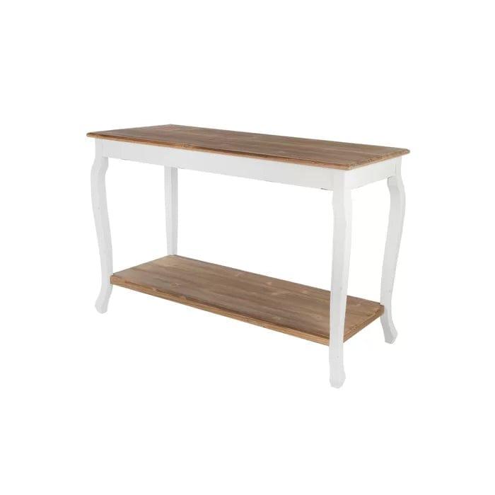 wooden Console Table, Brown and White - Ouch Cart 