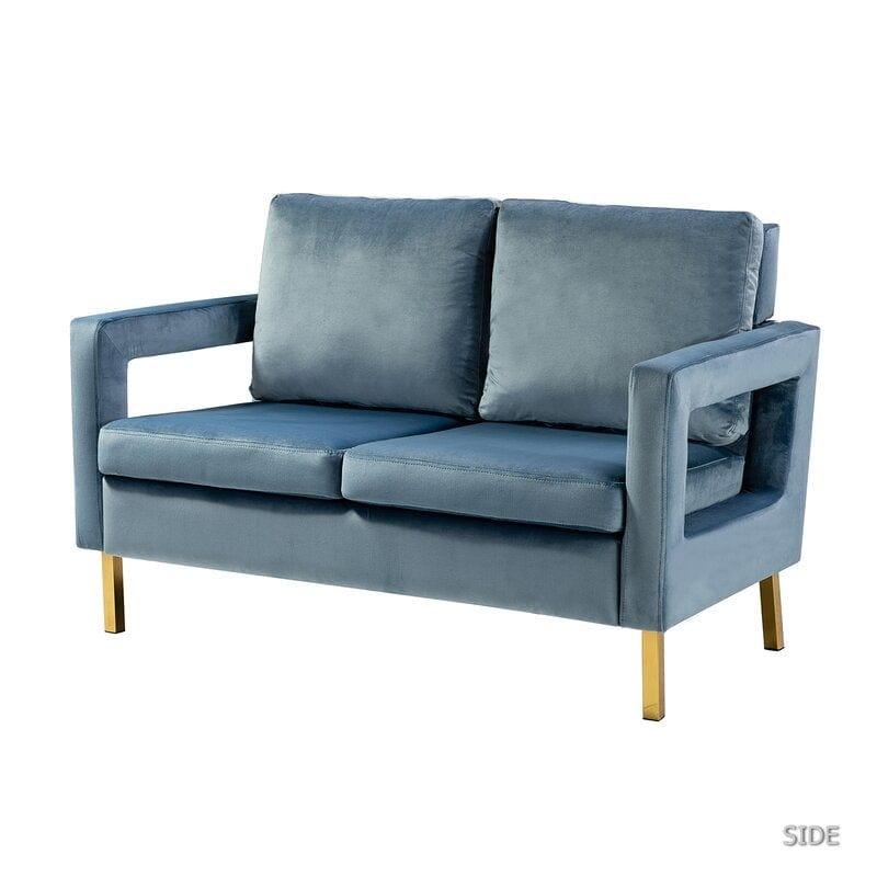 Velvet Square Arm Loveseat - Ouch Cart 