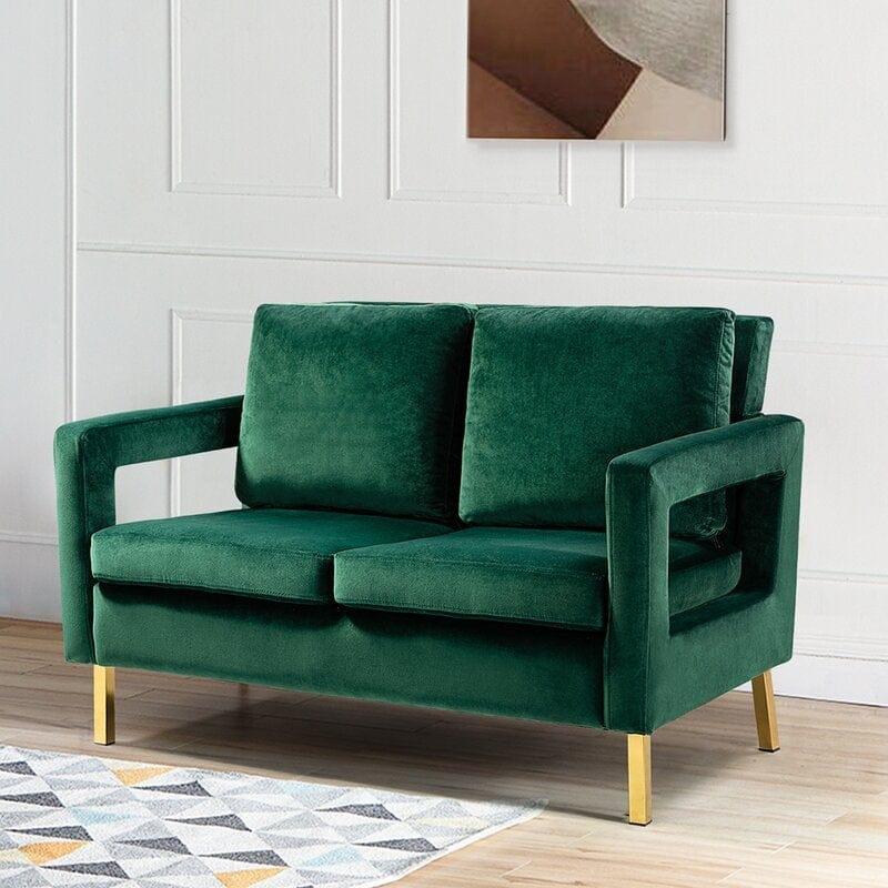 Velvet Square Arm Loveseat