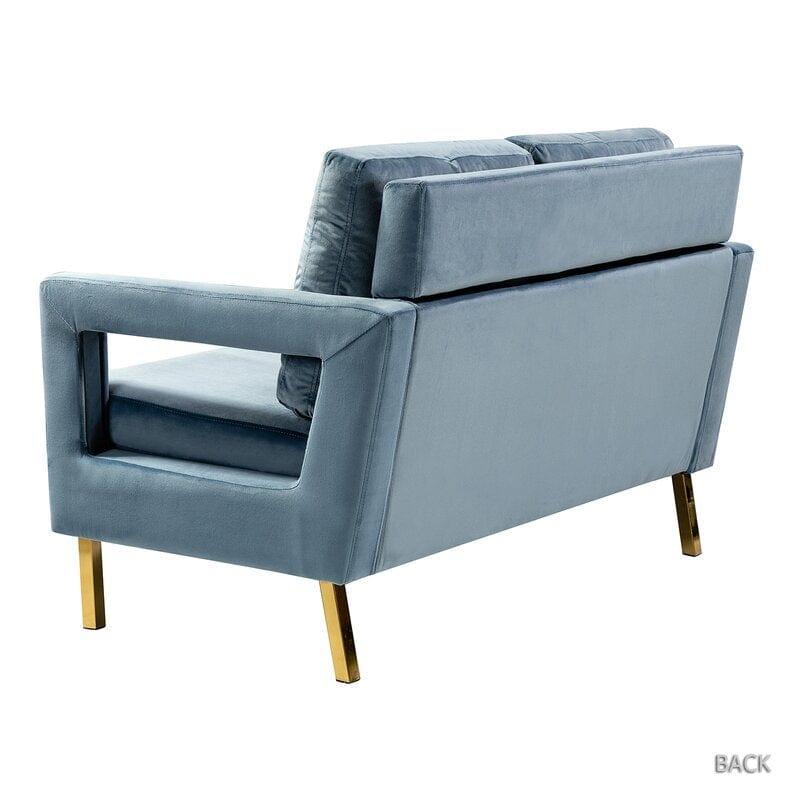 Velvet Square Arm Loveseat - Ouch Cart 