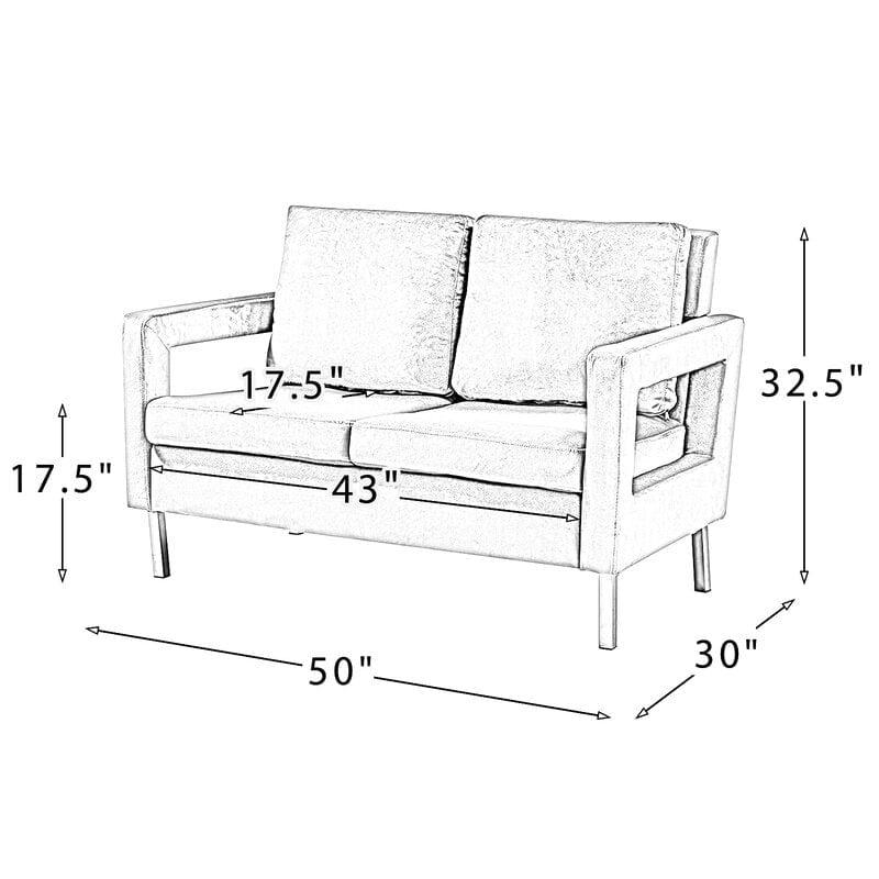 Velvet Square Arm Loveseat