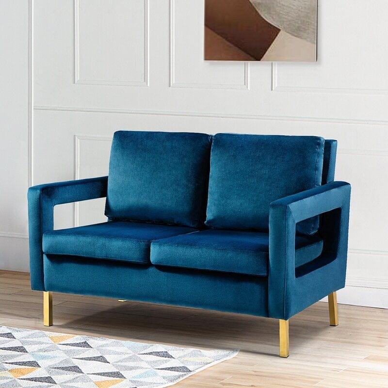 Velvet Square Arm Loveseat - Ouch Cart 