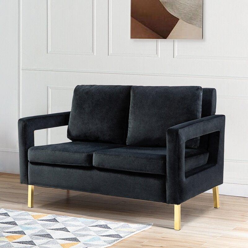 Velvet Square Arm Loveseat - Ouch Cart 