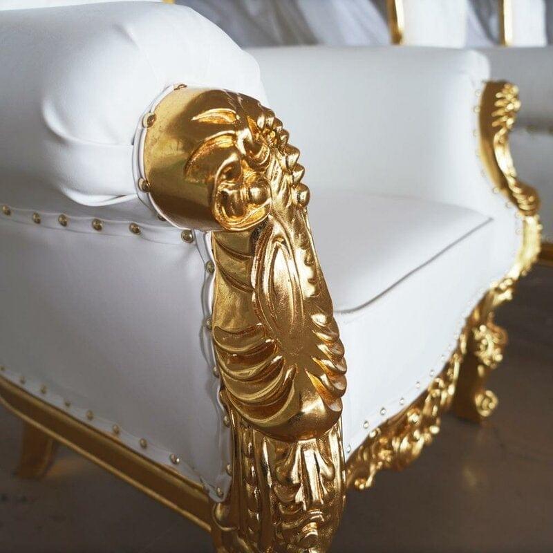 Wooden Luxurious Maharaja High Back throne Gold Leaf Chair - Ouch Cart 