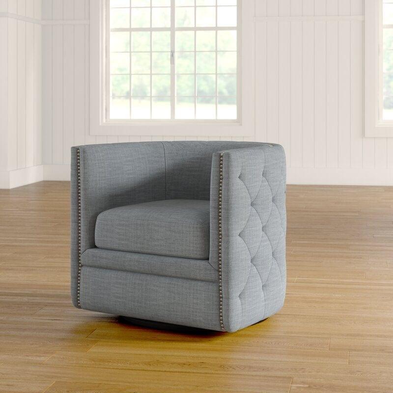Wide Tufted Barrel Chair - Ouch Cart 