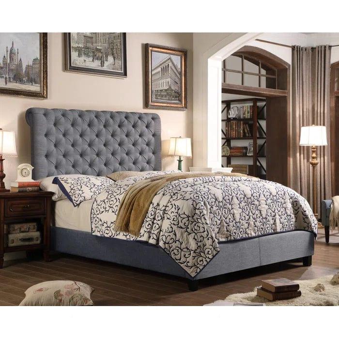 Lilyana Tufted Upholstered Low Profile Standard Bed - Ouch Cart 
