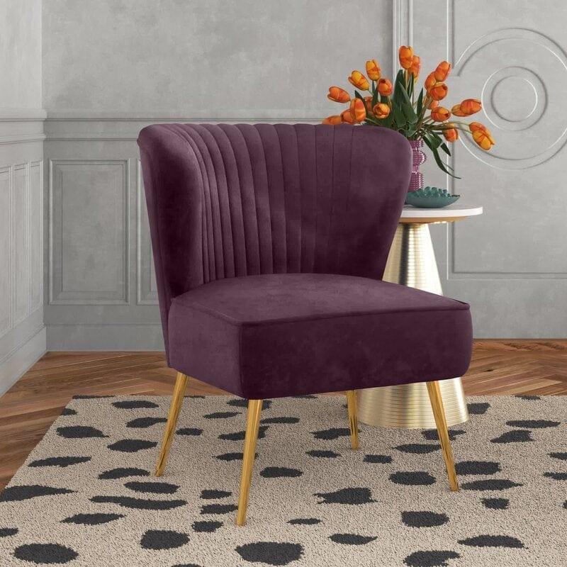 Wide Tufted Velvet Side Chair Living Room Furniture - Ouch Cart 