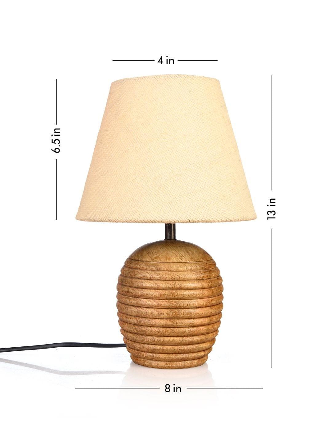 Striped Wooden Brown Lamp with White Jute Shade - Ouch Cart 