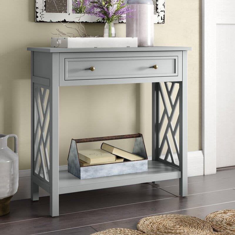 Single Shelf Rectangular shape Wooden Console Table with Drawer - Ouch Cart 