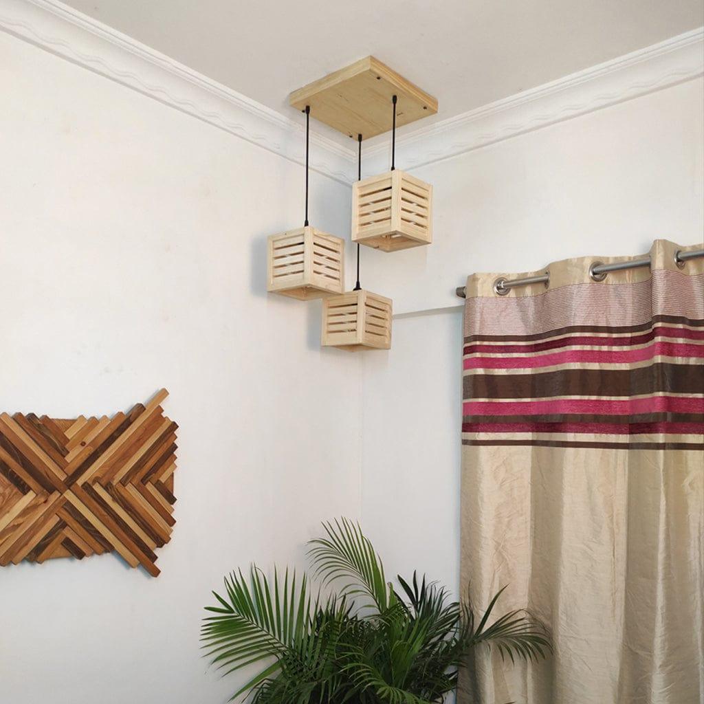 Lyon Beige Wooden Cluster Hanging Lamp (BULB NOT INCLUDED) - Ouch Cart 
