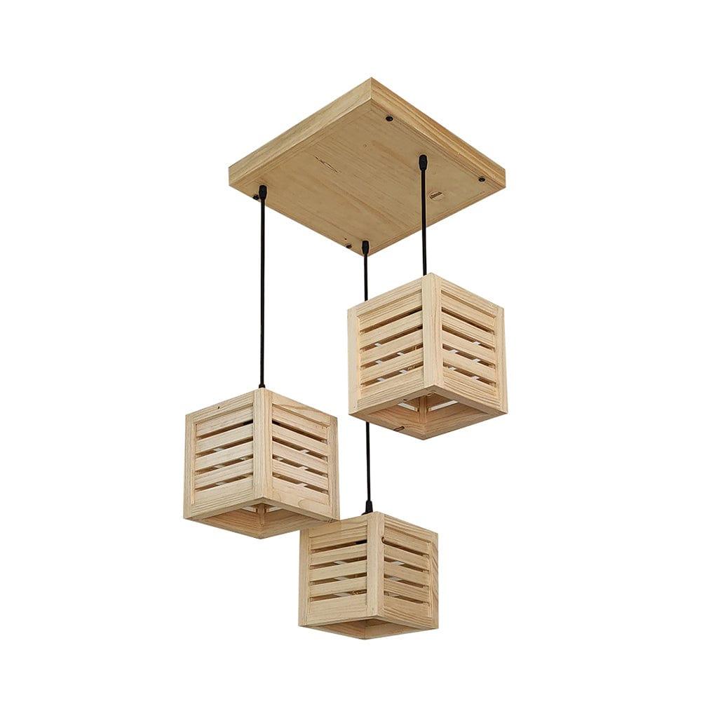 Lyon Beige Wooden Cluster Hanging Lamp (BULB NOT INCLUDED) - Ouch Cart 
